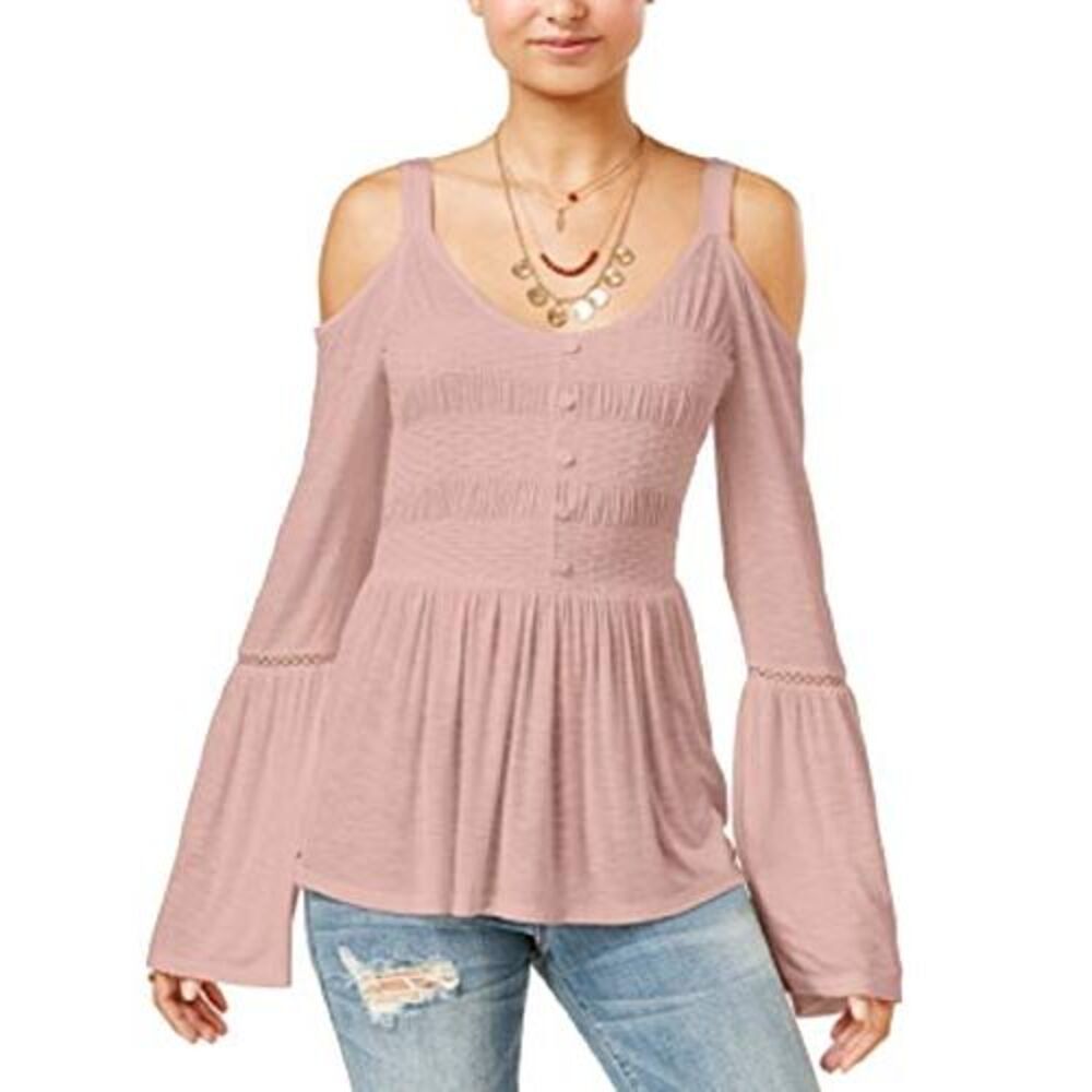 American Rag Juniors' Cold-Shoulder Bell-Sleeve Top